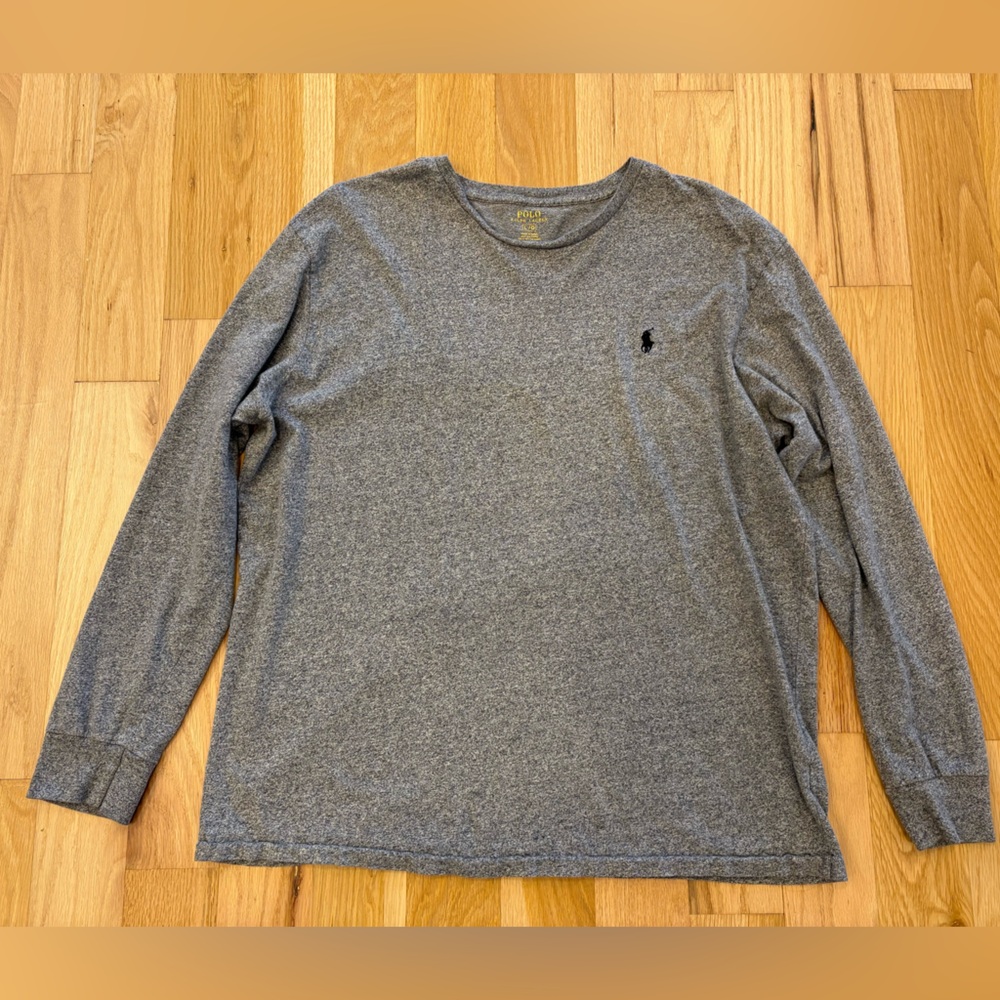 Polo by Ralph Lauren Heather Gray Long Sleeve Shirt 100% Cotton Men Large